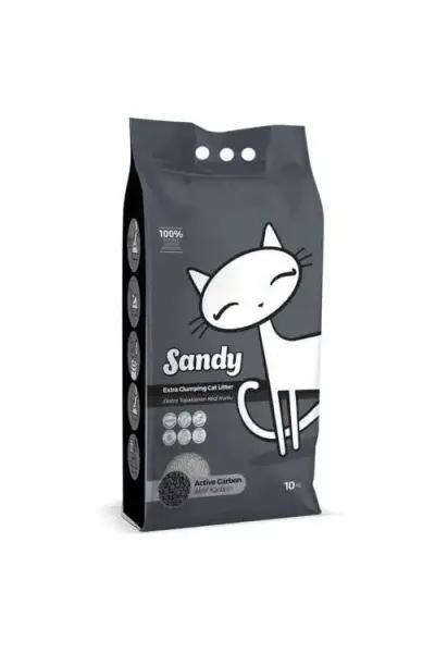 Sandy Ekstra Topaklanan Sodyum Bentonit Active Carbon Kedi Kumu 10 Kg