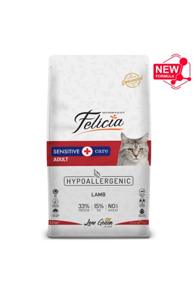 Felicia 12 Kg Yetişkin Kuzu Etli Az Tahıllı HypoAllergenic Kedi Maması