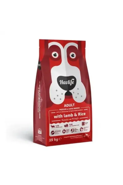 Havlife Köpek Yetişkin 15Kg Orta ve Büyük Irk Kuzulu Pirinçli