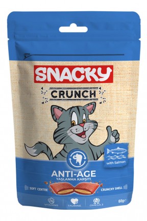 Snacky Crunch Anti-Age Yaşlanma Karşıtı Somonlu Kedi Ödül Maması 60gr