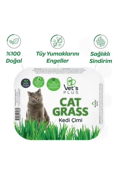 Vet's Plus Vet’s Plus %100 Doğal Fileli Kedi Çimi (Tüy Yumağı Önleyici)